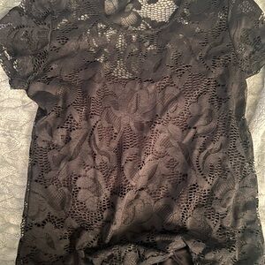 INC International Concepts Black Lace Blouse